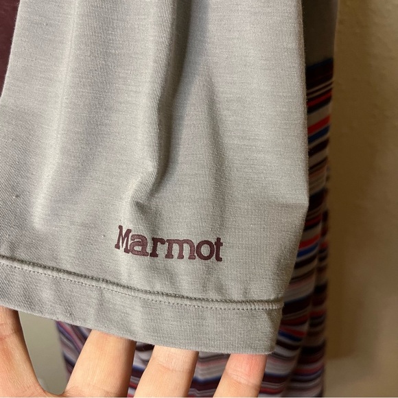 Marmot Men’s Crewneck Colorblock and Striped Short Sleeve Tee T-Shirt Grey - Picture 8 of 9
